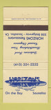 Matchbook Cover - Horizons Sausalito CA Restaurant 30 Strike