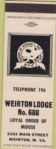 Matchbook Cover - Matchbook Cover Moose Lodge Weirton WV