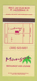 Matchbook Cover - Mangos Restaurant Fort Lauderdale FL 30 Strike