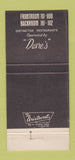 Matchbook Cover - Front Room Back Room Restaurants  30 Strike