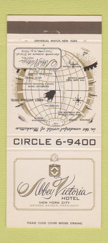 Matchbook Cover - Abbey Victoria Hotel New York City 30 Strike