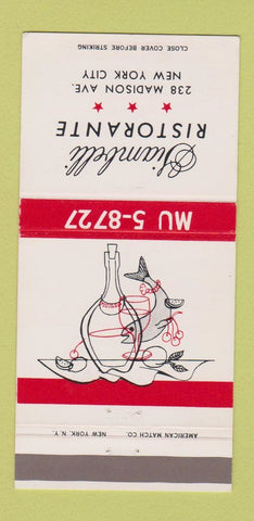 Matchbook Cover - Giambelli Ristorante New York City 30 Strike