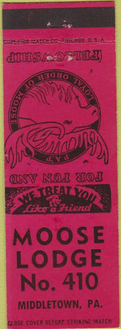 Matchbook Cover - Matchbook Cover Moose Lodge Middletown PA