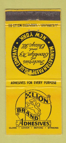 Matchbook Cover - Lion Brand Adhesives New York City WORN  30 Stick
