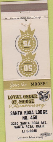 Matchbook Cover - Matchbook Cover Moose Lodge Santa Rosa CA