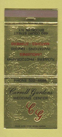 Matchbook Cover - Carroll Gardens Wedding Center Brooklyn NY WEAR 30 Strike