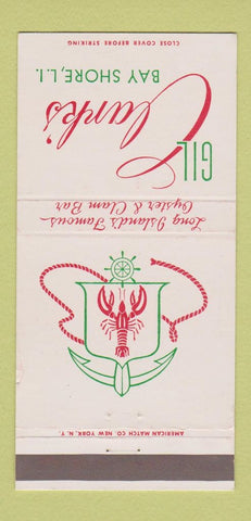 Matchbook Cover - Gil Clark's Bay Shore LI NY Restaurant 30 Strike