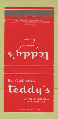 Matchbook Cover - Sal Cucinotta's Teddy's New York City 30 Strike