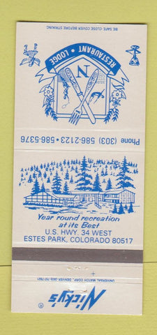 Matchbook Cover - Nicky's Restaurant Estes Park Colorado 30 Strike