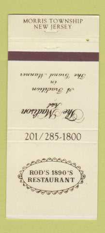 Matchbook Cover - Rod's 1890's Restaurant Morris Township NJ 30 Strike
