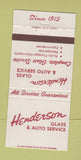 Matchbook Cover - Henderson Auto Glass Service Detroit MI 30 Strike