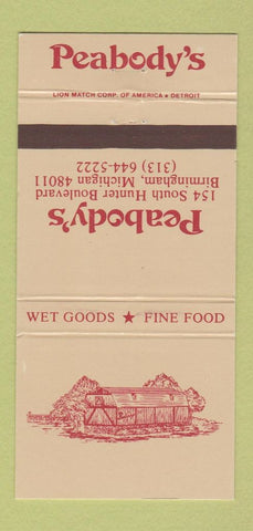 Matchbook Cover - Pebody's Birmingham MI 30 Strike