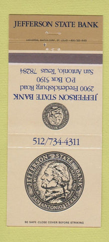 Matchbook Cover - Jefferson State Bank San Antonio TX 30 Strike