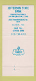 Matchbook Cover - Jefferson State Bank San Antonio TX 30 Strike