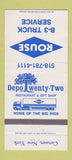 Matchbook Cover - Rouse Truck Service Canaan NY truck stop 30 Strike