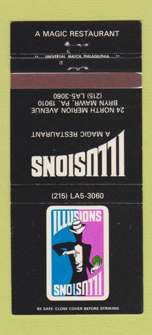 Matchbook Cover - Illusions Magic Restaurant Bryn Mawr PA 30 Strike