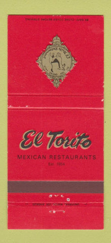 Matchbook Cover - El Torito Mexican Restaurant CHAIN 30 Strike