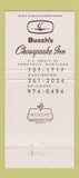 Matchbook Cover - Busch's Chesapeake Inn Annapolis MD WEAR 30 Strike