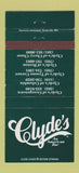 Matchbook Cover - Clyde's Bar Chevy Chase MD Washington DC Georgetown 30 Strike