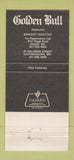 Matchbook Cover - Golden Bull Restaurant Gaithersburg MD Adelphi 30 Strike