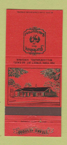 Matchbook Cover - Yorkshire Inn Restaurant Williamsburg VA 30 Strike