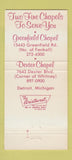 Matchbook Cover - Greenfield Chapel Thopmson Funerl Detroit MI 30 Strike
