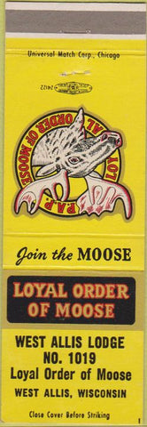 Matchbook Cover - Matchbook Cover Moose Lodge West Allis WI
