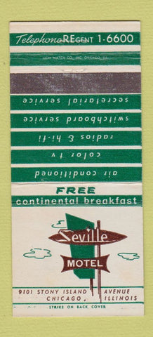 Matchbook Cover - Seville Motel Chicago IL 30 Strike