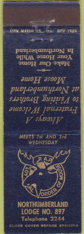 Matchbook Cover - Matchbook Cover Moose Lodge Northumberland PA