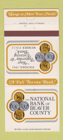 Matchbook Cover - National Bank of Beaver County PA Monaca Mars 30 Strike