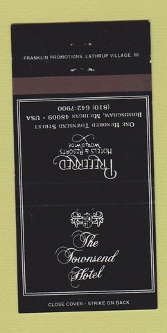 Matchbook Cover - Townsend Hotel Birmingham MI 30 Strike