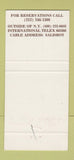 Matchbook Cover - Salisbury Hotel New York City 30 Strike
