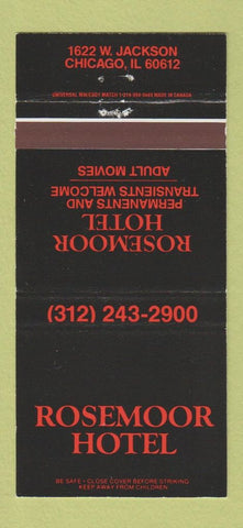 Matchbook Cover - Rosemoor Hotel Chicago IL Porn Movies 30 Strike