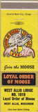 Matchbook Cover - Matchbook Cover Moose Lodge West Allis WI