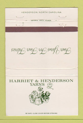 Matchbook Cover - Harriet and Henderson Yarns Henderson NC WEAR 40 Strike