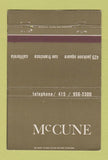 Matchbook Cover - McCune San Francisco CA Store 40 Strike
