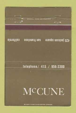 Matchbook Cover - McCune San Francisco CA Store 40 Strike