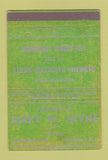 Matchbook Cover - May W Jayne RMS Brooklyn NY 1955 40 Strike