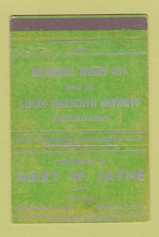 Matchbook Cover - May W Jayne RMS Brooklyn NY 1955 40 Strike