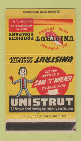 Matchbook Cover - Unistrut Metal Framing Chicago IL WORN STRIKER 30 Stick