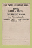 Matchbook Cover - Richmond Plumbing Heating Tampa FL WORN 40 Strike