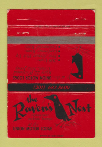 Matchbook Cover - The Raven's Nest Union Motor Lodge Union NJ WEAR 40 Strike