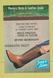 Matchbook Cover - Tony Lama Cowboy Boots Amarillo TX 40 Strike