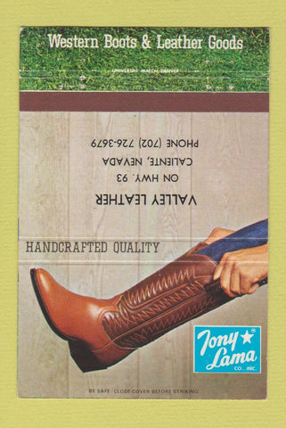 Matchbook Cover - Tony Lama Cowboy Boots Caliente NV 40 Strike