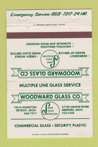 Matchbook Cover - Woodward Glass Redford MI Detroit WEAR 40 Strike