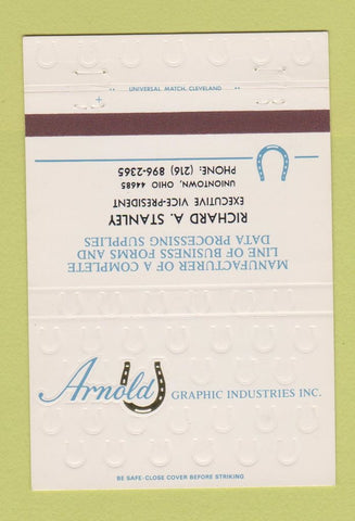 Matchbook Cover Arnold Graphic Industries Uniontown OH Richard Stanley 40 Strike