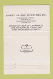 Matchbook Cover Arnold Graphic Industries Uniontown OH Richard Stanley 40 Strike