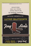 Matchbook Cover - Tony Lama Cowboy Boots Pinedale WY 40 Strike