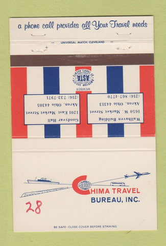 Matchbook Cover - Chima Travel Bureau Akron OH WRITING 40 Strike