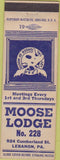 Matchbook Cover - Matchbook Cover Moose Lodge Lebanon PA